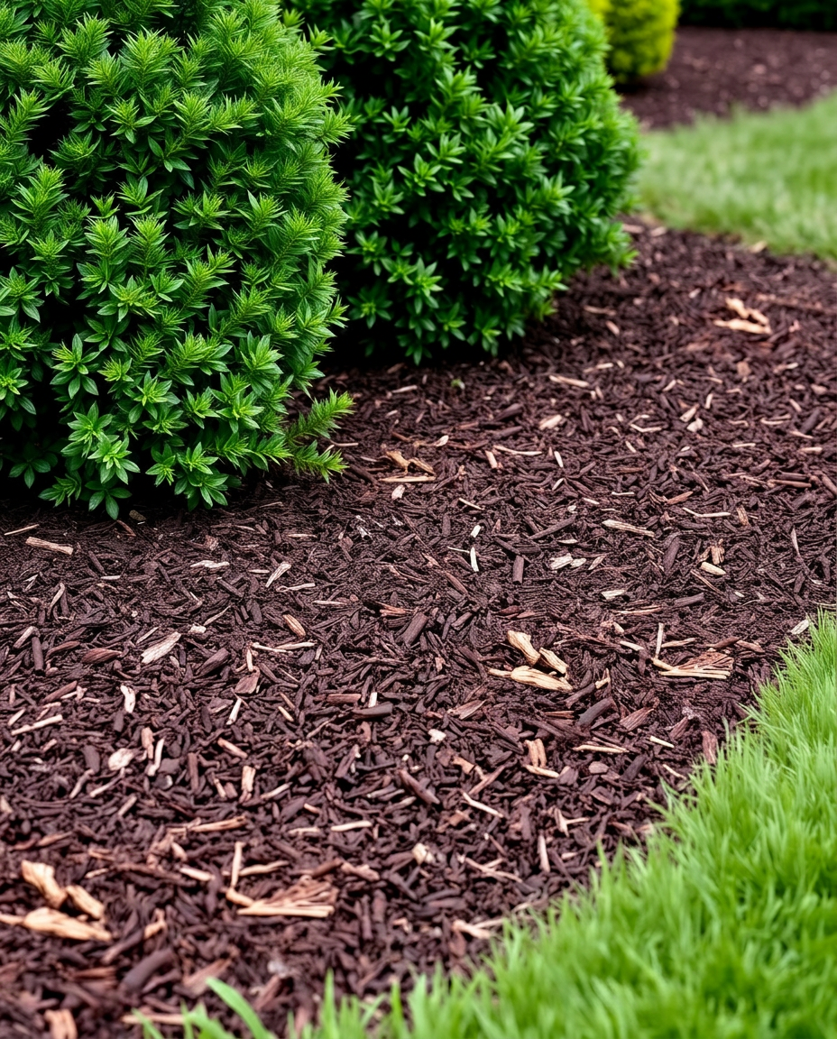 Fresh mulch bed refresh